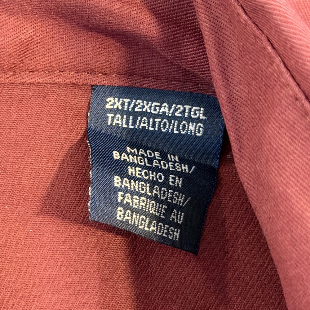 Wrangler Cowboy Cut Western Shirt Burgundy Cotton Snap Front Tall 2XT MS70719 - Picture 4 of 11